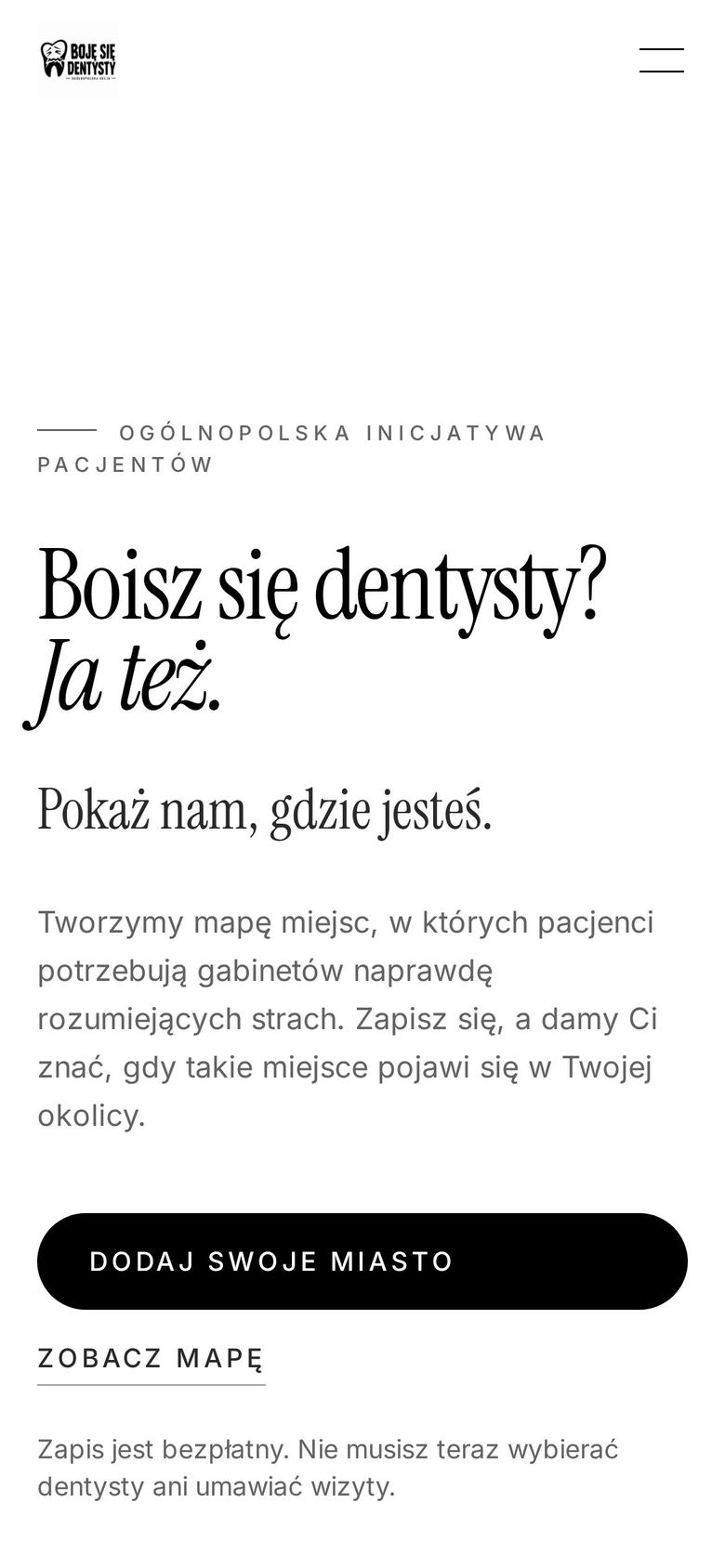 Strona Dentysta bez Strachu na ekranie telefonu