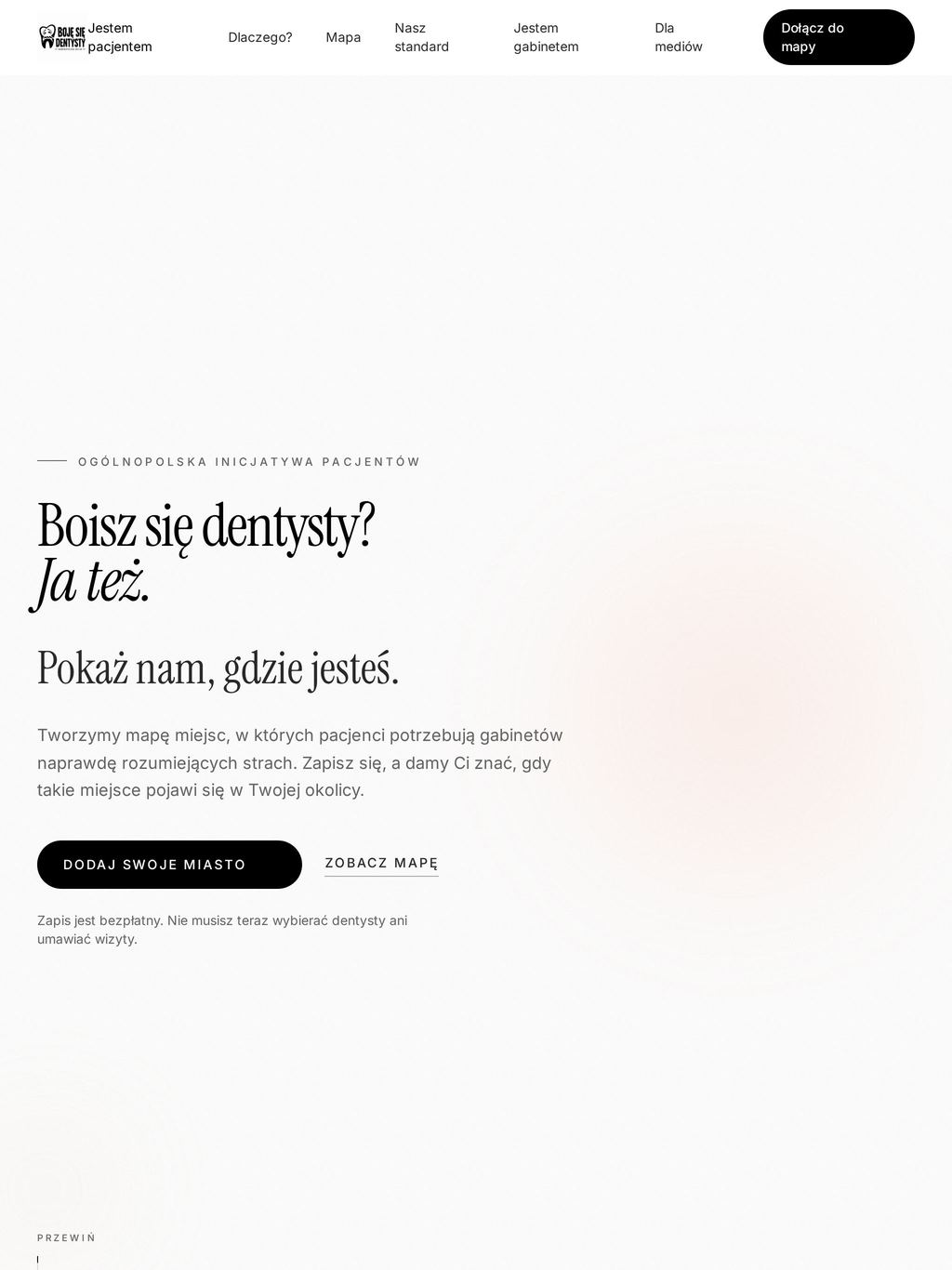 Strona Dentysta bez Strachu na ekranie tabletu