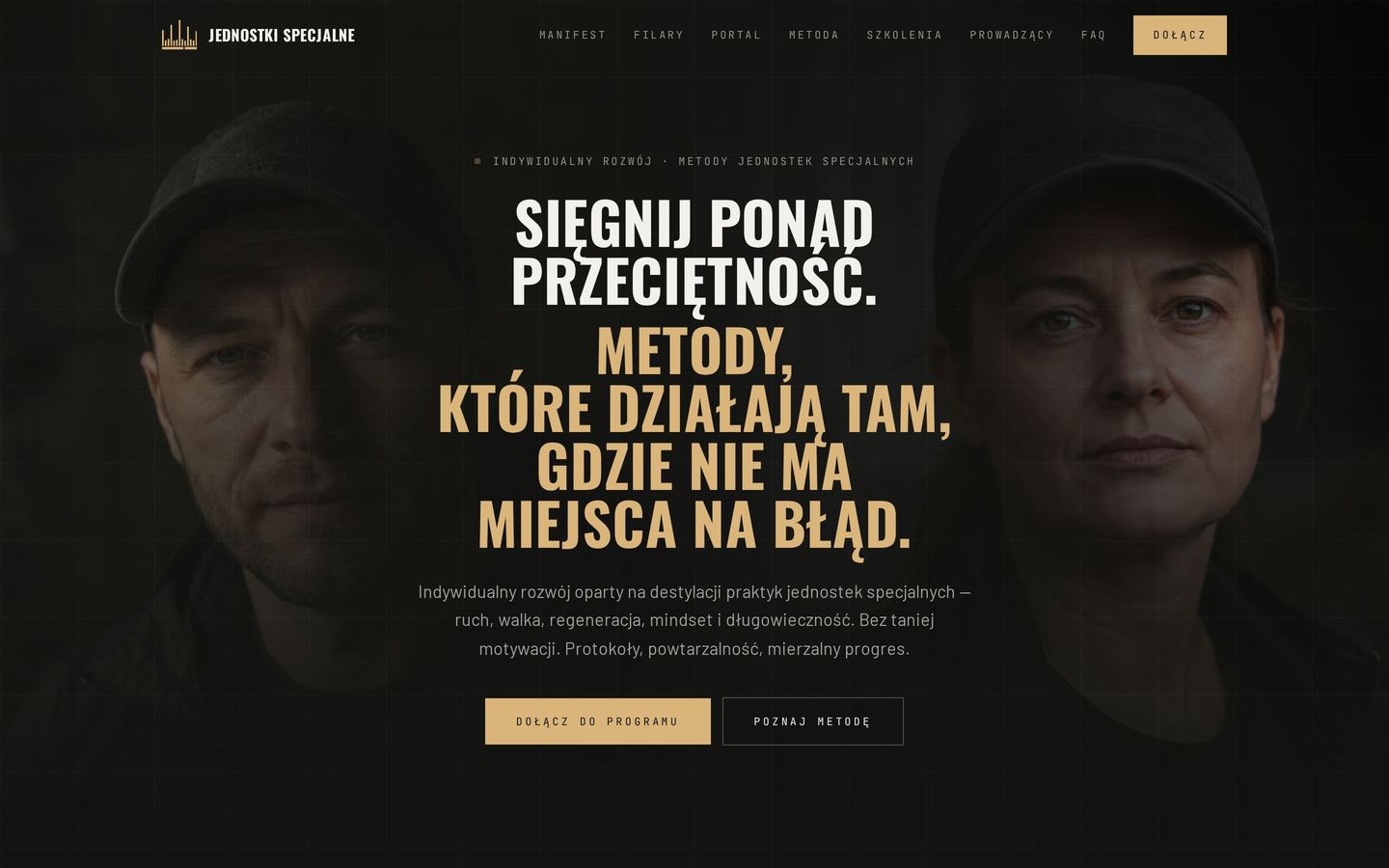 Strona Jednostki Specjalne na ekranie komputera
