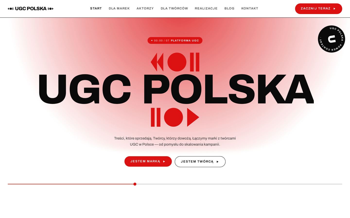 Strona UGC Polska na ekranie komputera